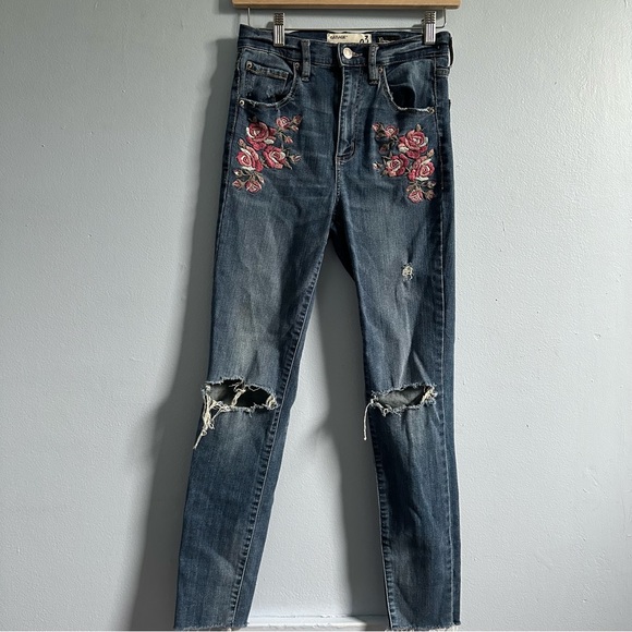 Garage | Denim Ultra High Rise Floral Embroidered Skinny Jeans - Picture 2 of 14